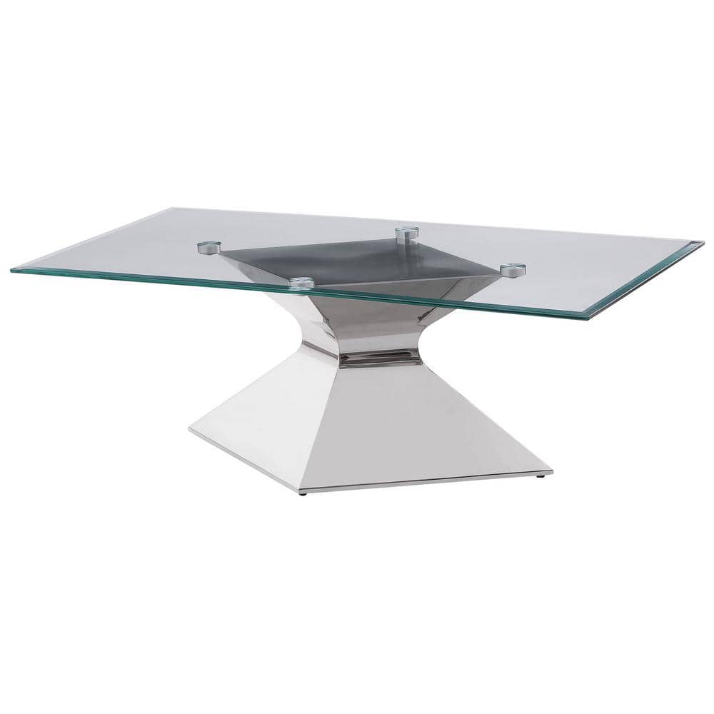 Jenny Rectangular Glass Top Stainless Steel Coffee Table