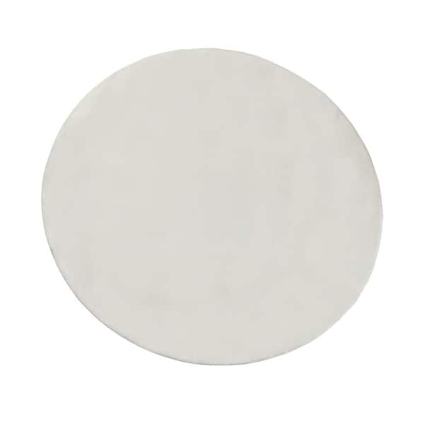 Context White Bunny 6 ft. x 6 ft. Round Ultra-Soft Gray Area Rug