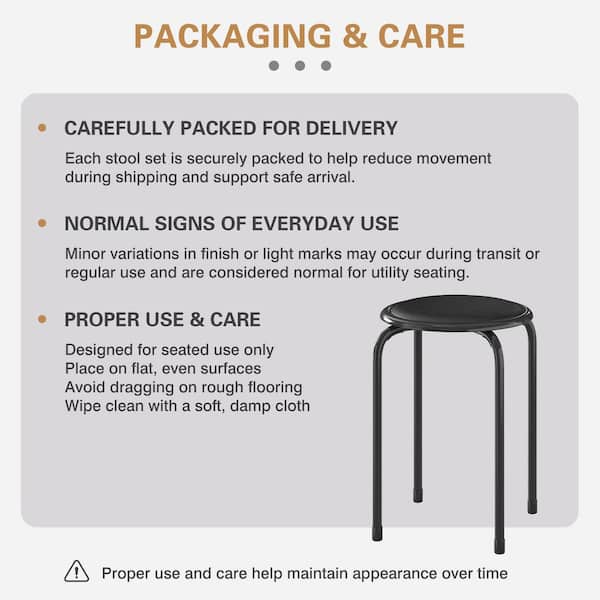 VECELO Stackable Stools Set of 6, 17 in. Metal Padded Counter