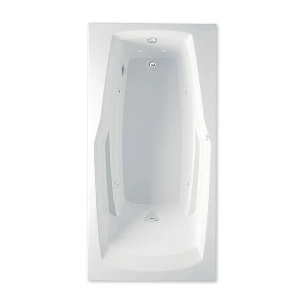Aquatic Ascot III 72 in. Acrylic Rectangular Drop-In Whirlpool Bathtub with Heater Reversible Drain in White