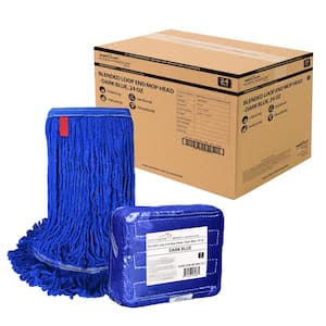 5 in. Loop End Commercial String Mop Blended Mop Head Replacement Refill 24 oz. Dark Blue (24-Pack)