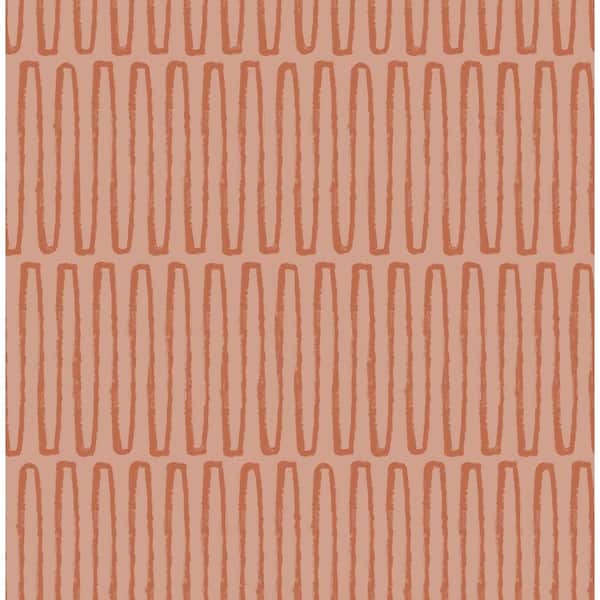 A-Street Prints Lars Coral Retro Wave Paper Glossy Non-Pasted Wallpaper Roll