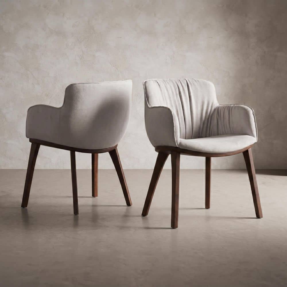 Cosma Mid Century Taupe Fabric Upholstered Robust Arm Chair (Set of 2)