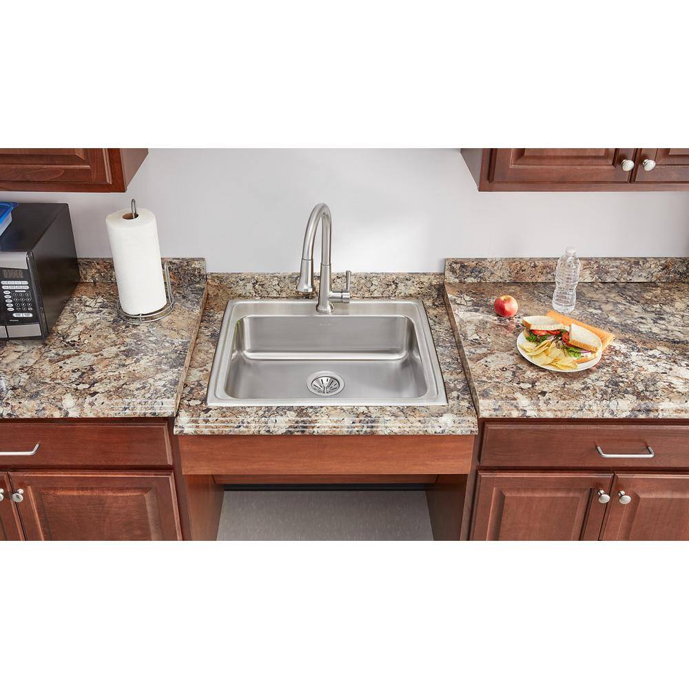 Lustertone 25" Stainless Steel Single Bowl Drop-In Sink