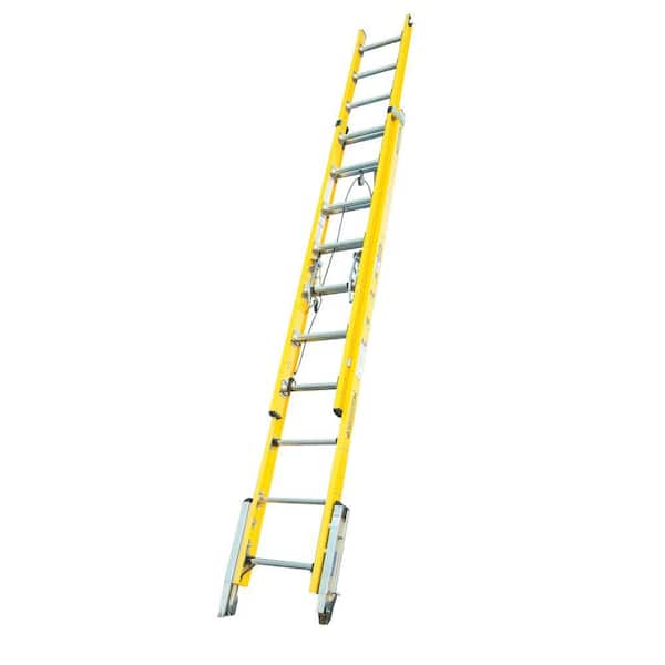 Werner 20 ft. Fiberglass D-Rung Leveling Extension Ladder with 375 lb. Load Capacity Type IAA Duty Rating