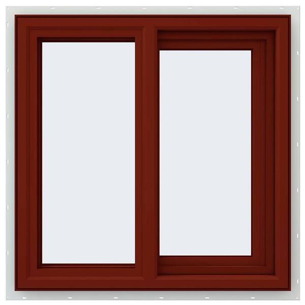 JELD-WEN 23.5 in. x 23.5 in. V-4500 Series Red Painted Vinyl Right-Handed Sliding Window with Fiberglass Mesh Screen
