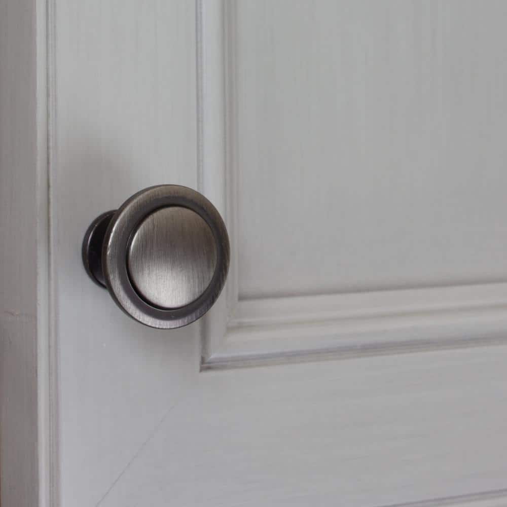 1.25" Round Satin Pewter Cabinet Knob with Mounting Hardware