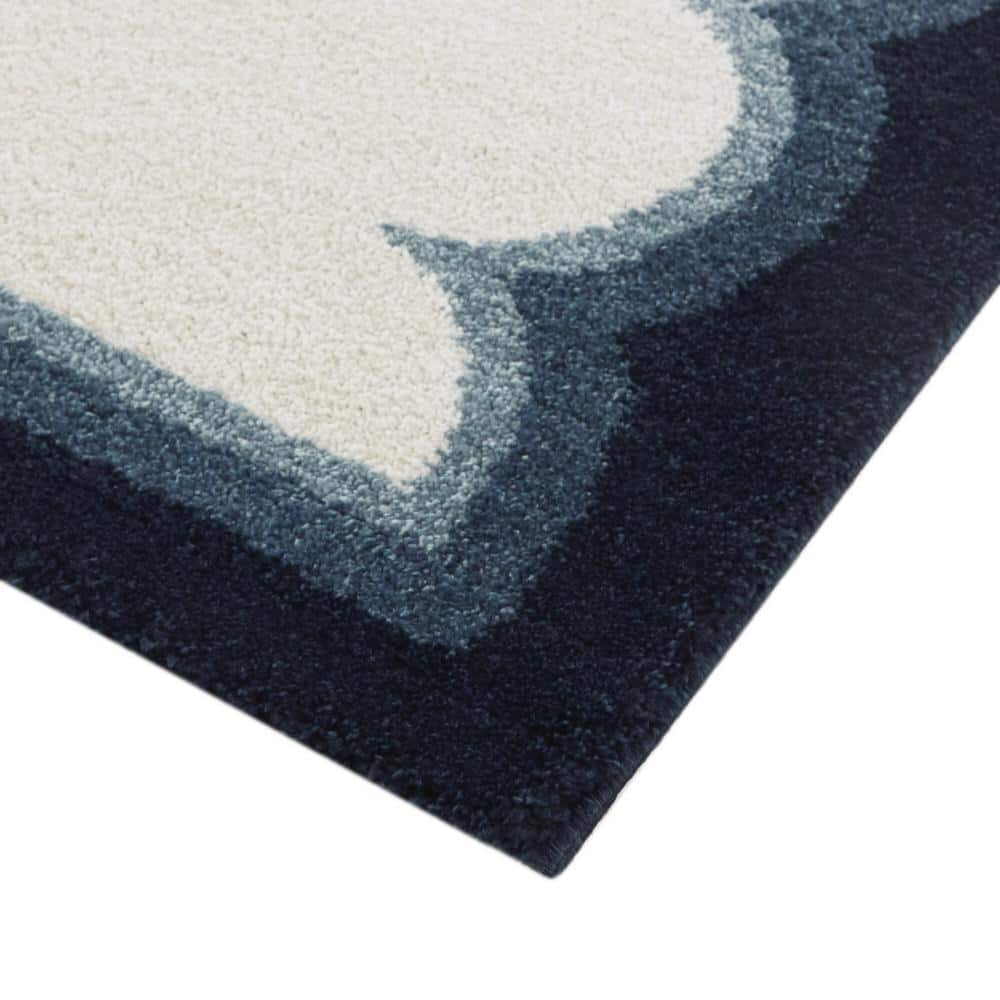 Navy Blue and White Rectangular Stain-Resistant Kids' Area Rug