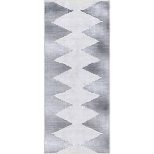 Apollo Bree Ivory Grey 3 ft. x 7 ft. 3 in. Runner Moroccan Moroccan Diamond Flat-Weave Area Rug