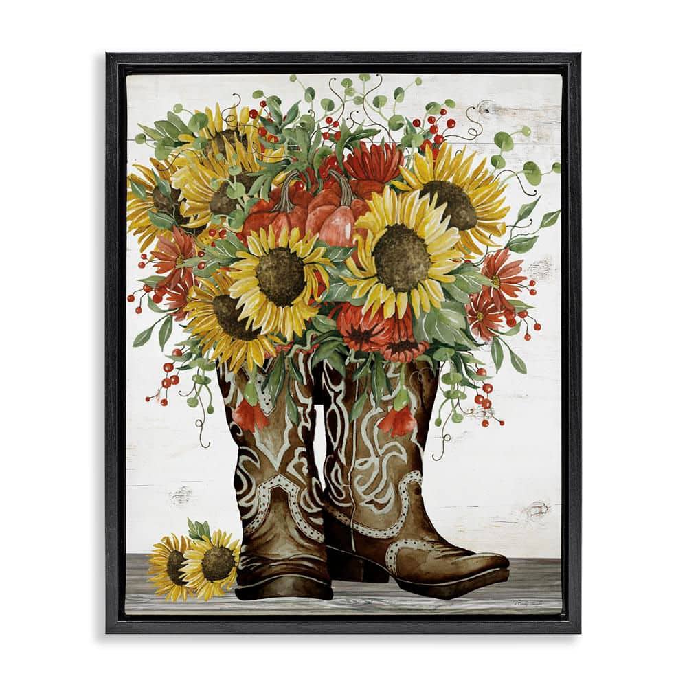 Sunflowers in Western Boots by Cindy Jacobs Black Floater Frame Nature Graphic Art Print 31 in. x 25 in. price history on PriceWatchPro