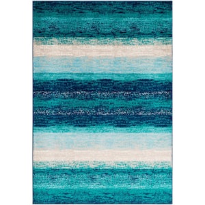 Sora Teal 6 ft. 7 in. x 9 ft. 6 in. Striped Area Rug