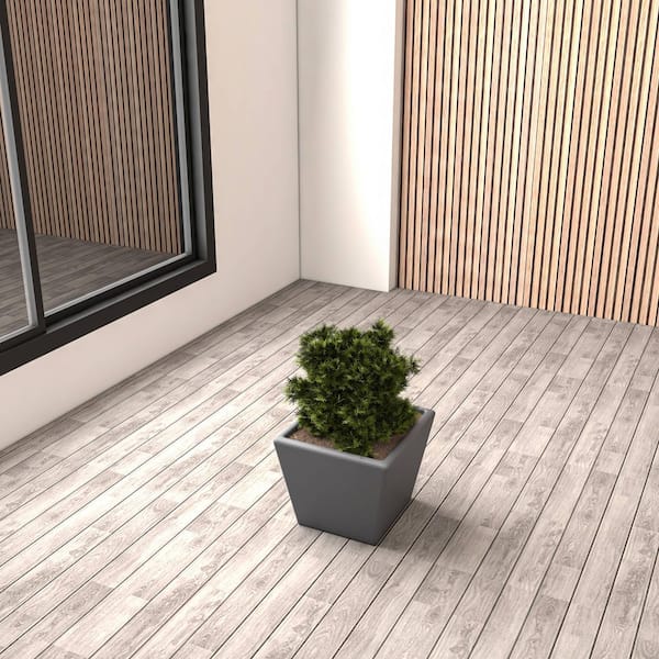 Blossom Modern Weather-Resistant Fiberstone Tapered Square Planter Pot for Indoor and Outdoor 9 in. Wide