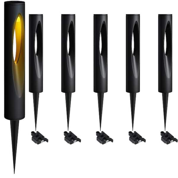 95 Lumen 4. 8W Low Voltage Black Plug-in LED Aluminum Weather Resistant Outdoor Path Light, 6-Pack