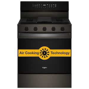 30 in. 5-Burners Freestanding Gas Smart Range in Black-on-Stainless with Air Cooking Technology