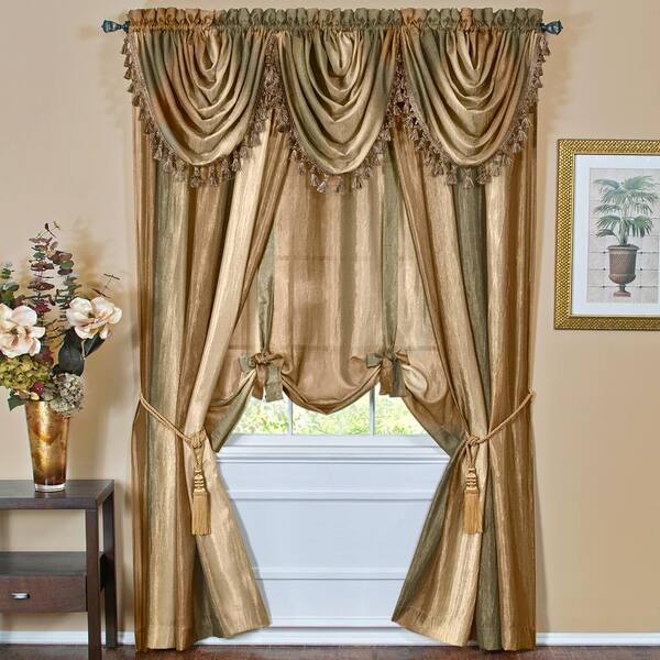 Achim Ombre 42 In L Polyester Window Curtain Waterfall Valance Earth Omwfvler06 Achim Ombre 42 In L Polyester Window, Waterfall Valance Curtain Set