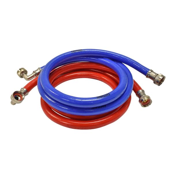 Everbilt 6 ft. Color-Coded, PVC-Coated Stainless Steel High-Efficiency Washing Machine Fill Hose with 90-Degree Elbow (2-Pack)