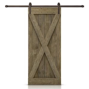 48 in. x 84 in. X  Aged Barrel Stained DIY Wood Interior Sliding Barn Door with Hardware Kit