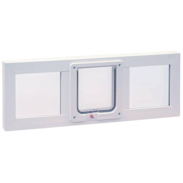 Ideal Pet Products 6.25 in. x 6.25 in. Small White Vinyl Cat Flap Pet Insert for 36 in. Wide Vinyl Sash Window