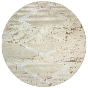 Davide 1230 Transitional Geometric Beige 5 ft. x 5 ft. Round Area Rug