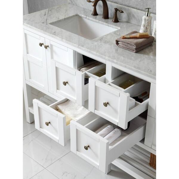 Virtu Usa Winterfell 72 In W Bath Vanity In White With Marble Vanity Top In White With Square Basin And Mirror Ed 30072 Wmsq Wh The Home Depot