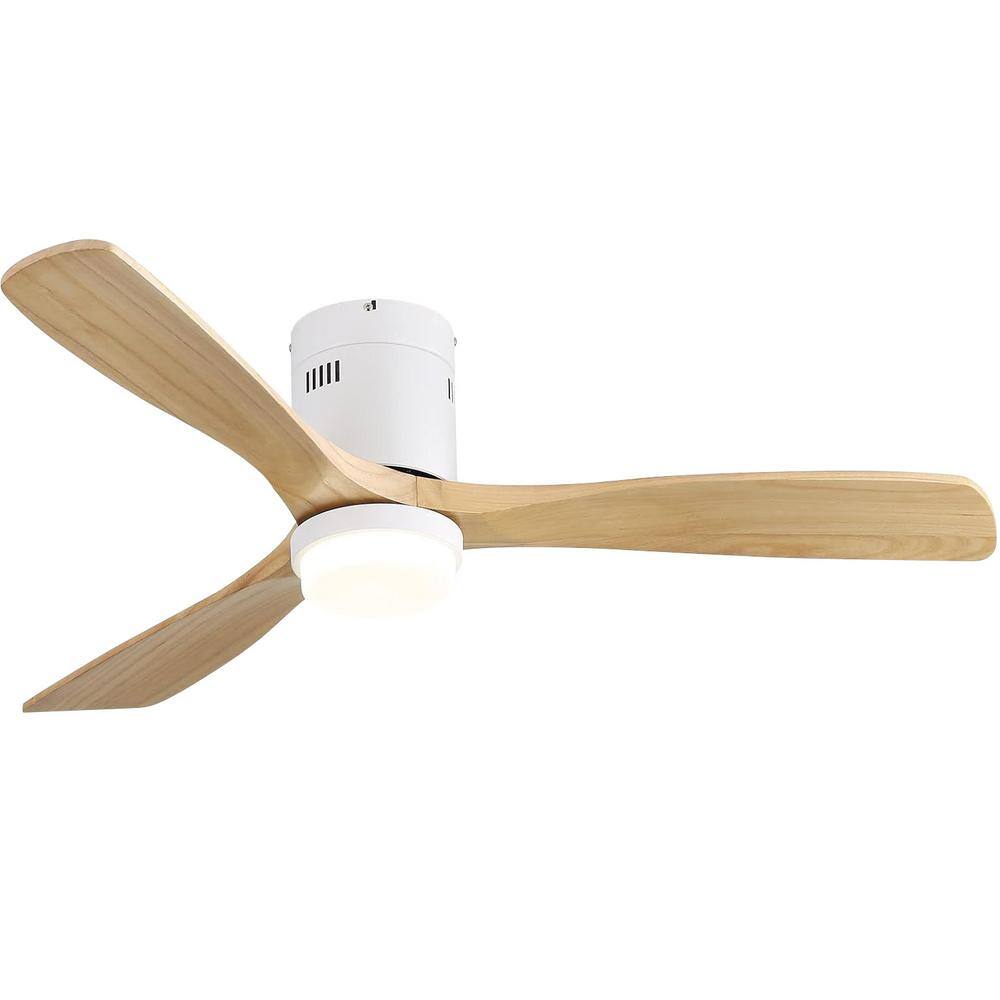 52 in. White Housing and Oak Blade Downrod Mount Modern Standard Ceiling Fan with Integrated LED and Remote Included price history on PriceWatchPro