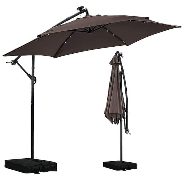 brown patio umbrella base stand included 10 ft Best Choice Products 10ft Outdoor Umbrella, Outdoor Table Umbrella, Yard Umbrella, Market with 6 Sturdy Ribs, Push Button, Tilt and Crank The outdoor umbrella features an easy StyleWell 26 lbs. Concrete and