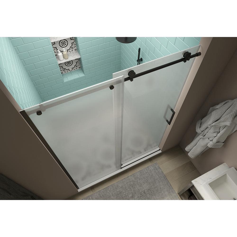 Coraline XL 52" Black Frameless Sliding Shower Door