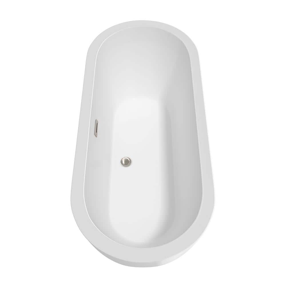 Soho 72'' White Acrylic Freestanding Soaking Bathtub with Brushed Nickel Faucet