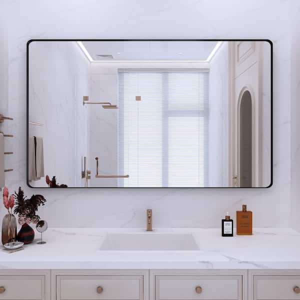 Klajowp 40 in. W x 24 in. H Large Rectangular Framed Wall Mounted Bathroom Vanity Mirror in Black