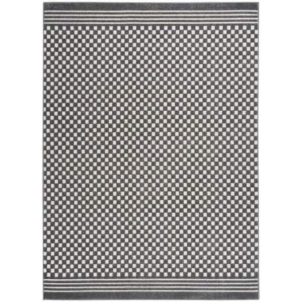 Nourison Casual Grey 4 ft. x 6 ft. Checker Contemporary Area Rug