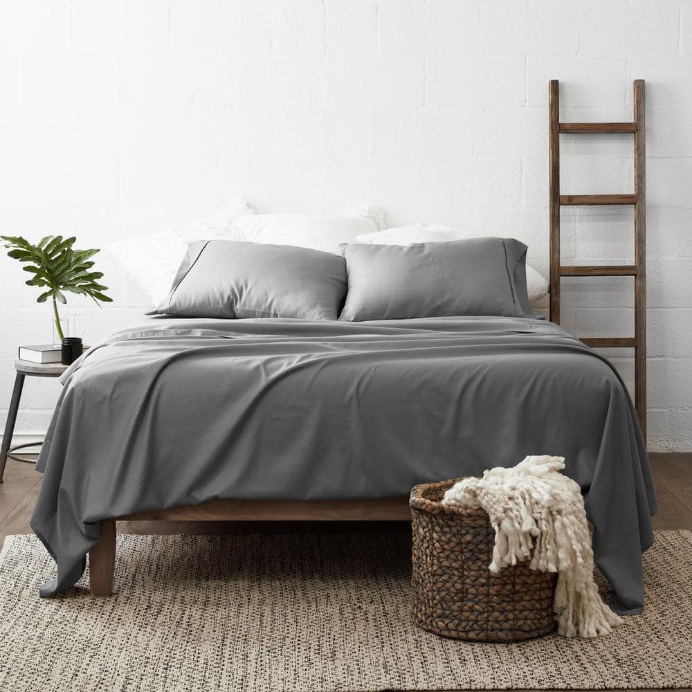 Gray Chevron Twin Deep Pocket Microfiber Sheet Set