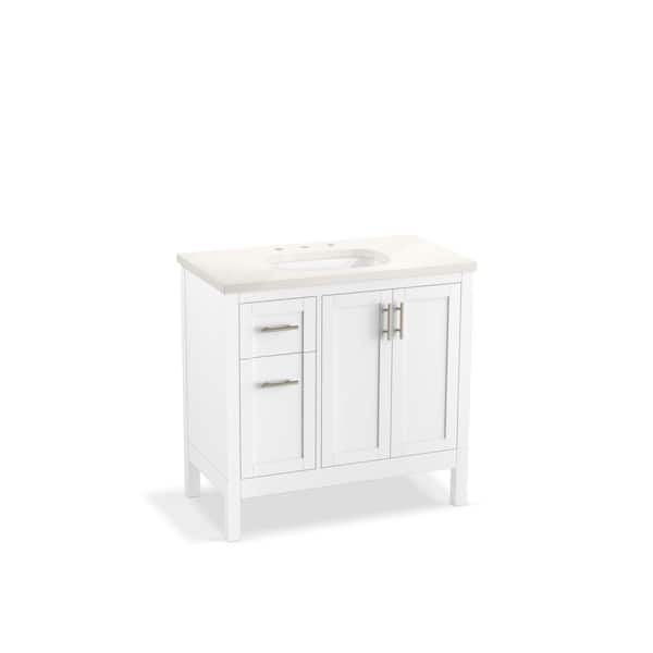 KOHLER Hadron 36.72in. Single Sink Freestanding White Bath Vanity with White Quartz Top Assembled
