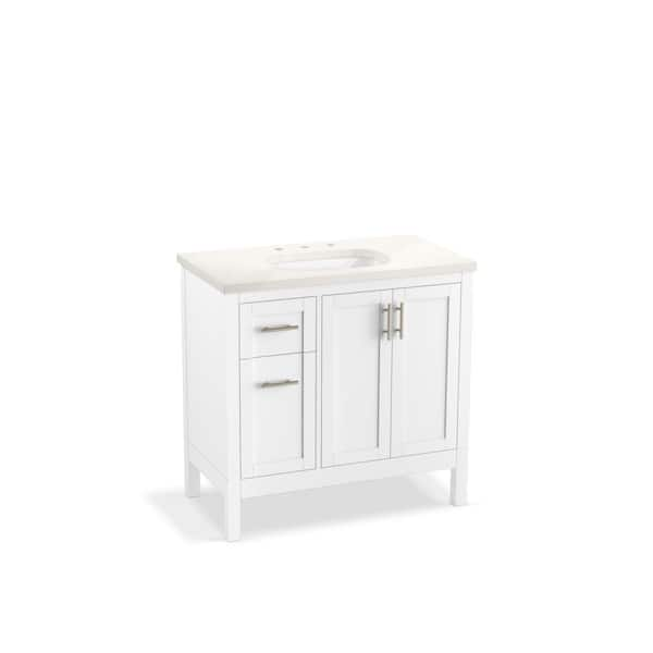 KOHLER Hadron 37 in. W x 20 in. D x 36 in. H Single Sink Freestanding Bath Vanity in White with Quartz Top