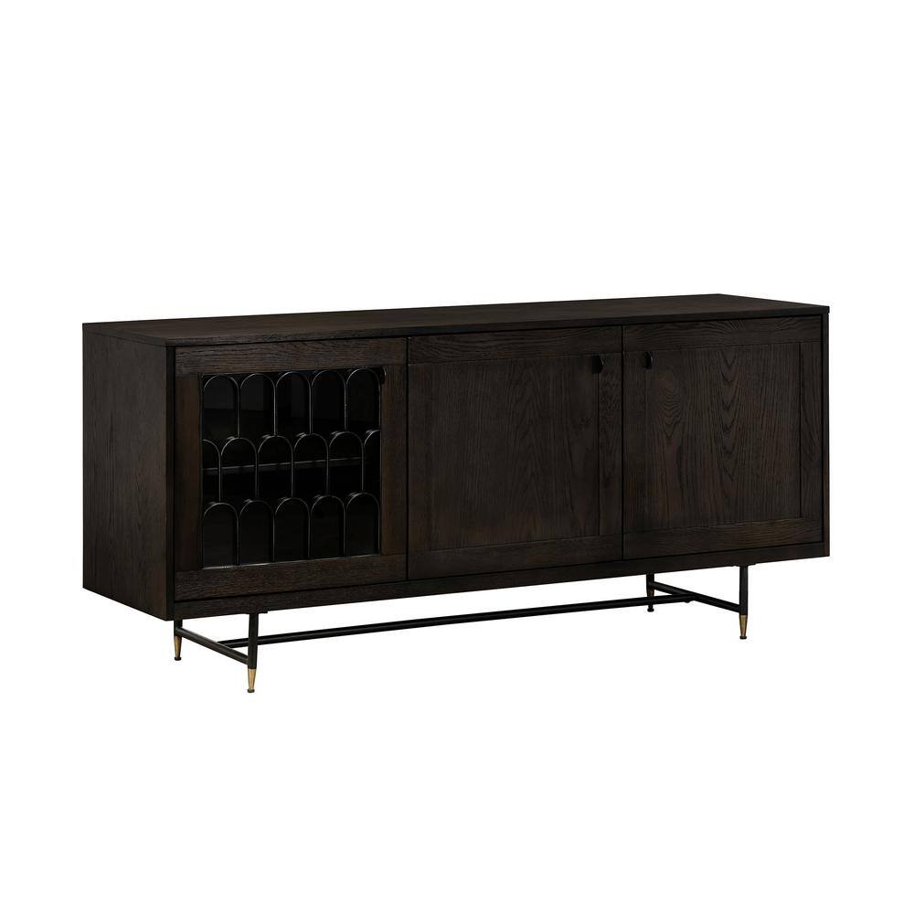 Gatsby 66" Black and Gray Oak Metal Buffet Cabinet