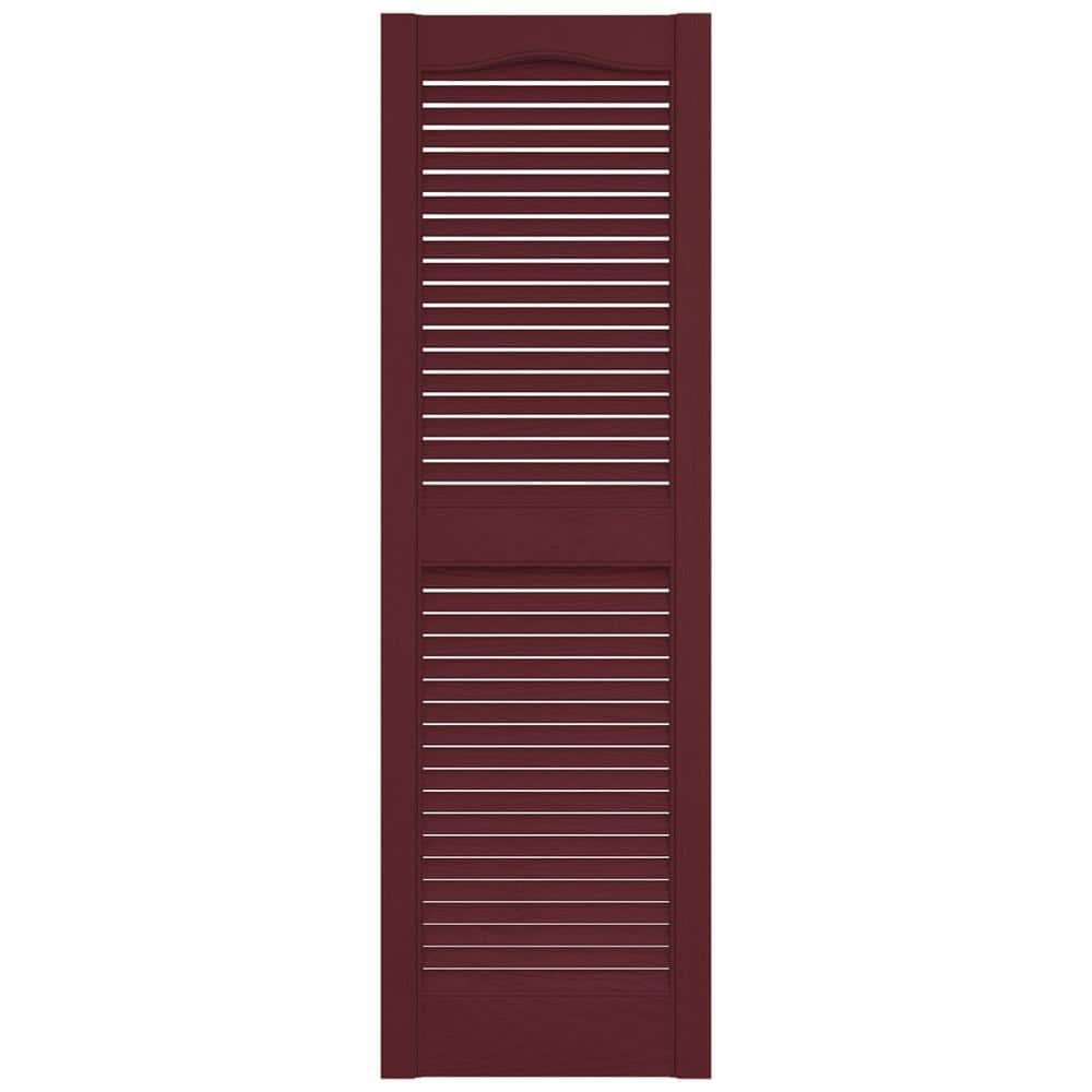 14.5 in. x 43 in. Louvered Vinyl Exterior Shutters Pair in Wineberry