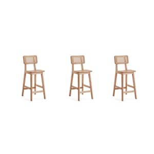 Versailles 40.16 in. Nature Ash Wood Counter Height Bar Stool (Set of 3)