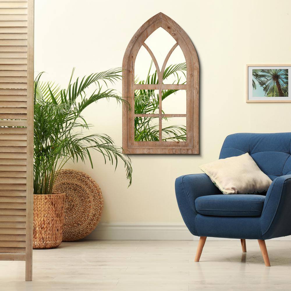 Rustic Arch Full-Length Natural Wood Wall Mirror 40"x22"