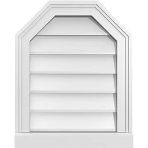 16" x 20" Octagonal Top Surface Mount PVC Gable Vent: Non-Functional with Brickmould Sill Frame