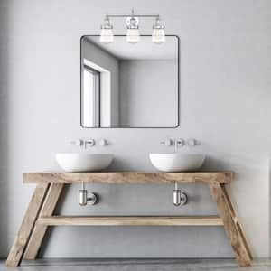 Taylor 22.75 in. 3-Light Chrome Modern Industrial Vanity with Clear Glass Shades