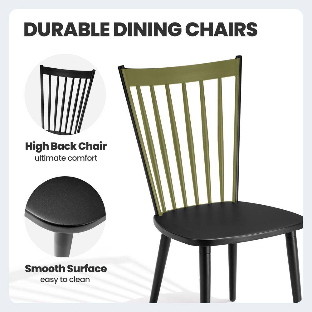 Black Aluminum Armless Dining Chairs with Cushions, Set of 2