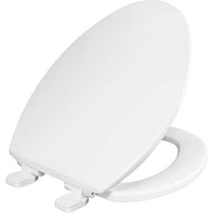 Kimball 2-Soft Close Elongated Closed Front Plastic Toilet Seat in White Never Loosens