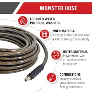 Monster Hose 3/8 In. x 100 ft. Replacement/Extension Hose with QC Connections for 4500 PSI Cold Water Pressure Washers