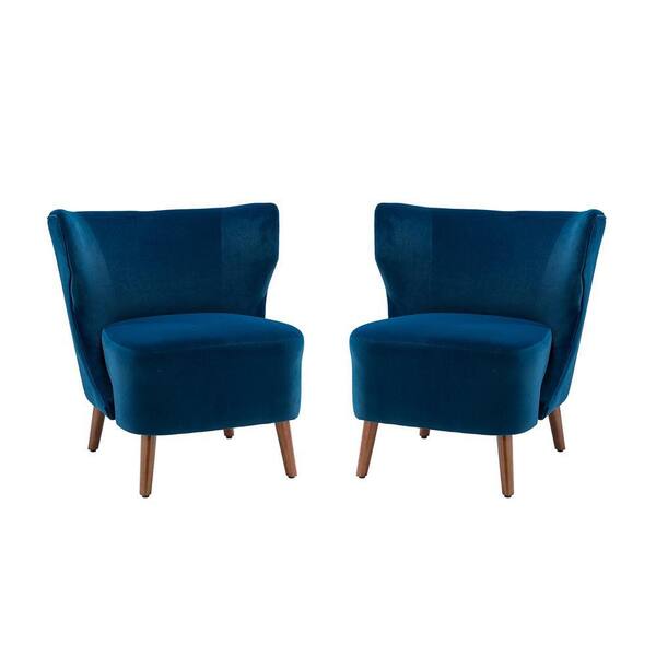 JAYDEN CREATION Pelias Navy Side Chair with Wingback (Set of 2)