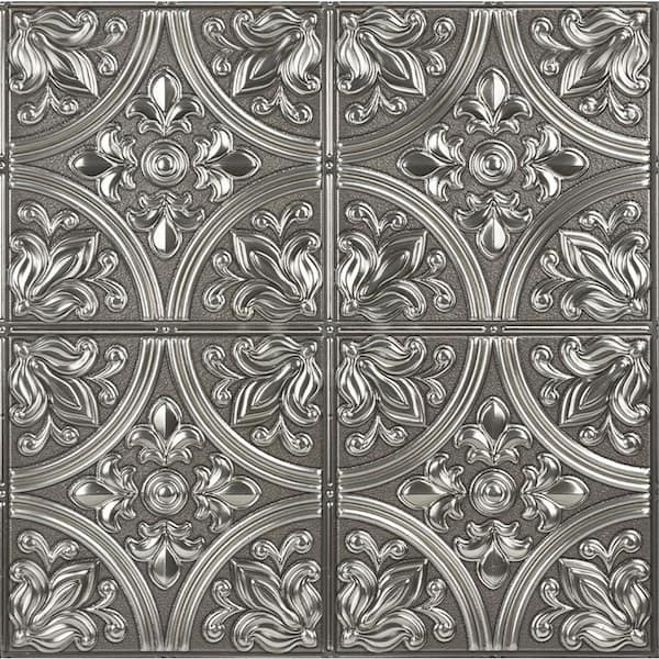InHome Chelsea Silver Faux Metallic Tile Wall Decals