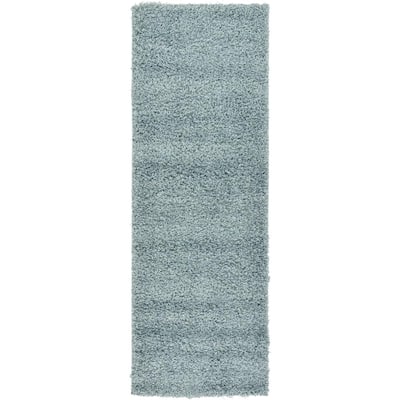 Unique Loom Solid Shag Slate Blue 6 ft. Round Area Rug-3127979 - The ...