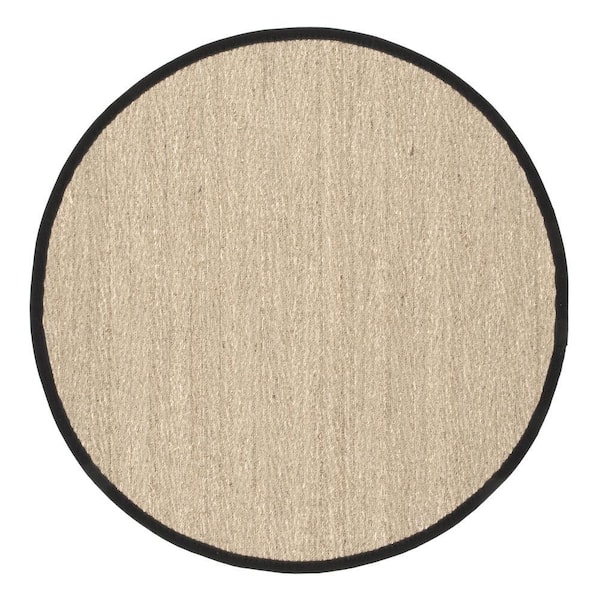 nuLOOM Larnaca Seagrass Herringbone Black 4 ft. x 4 ft. Round Indoor/Outdoor Patio Area Rug