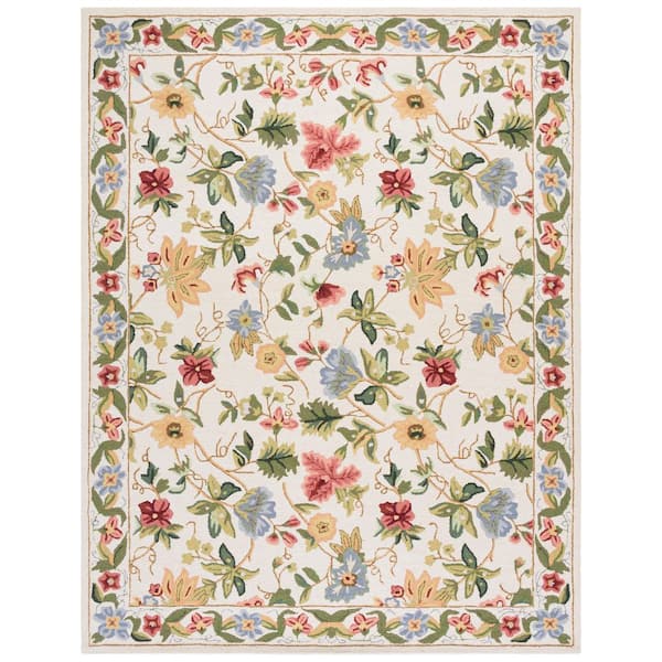 Chelsea 11 ft. x 15 ft. Ivory Gradient Border Floral Area Rug