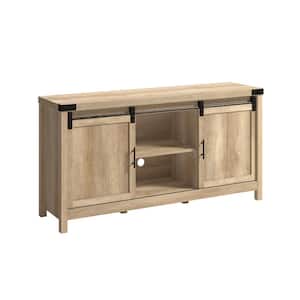 Bridge Acre 58.189 in. Orchard Oak Engineered Wood Entertainment Center Fits TV's up to 65 in. with Sliding Doors