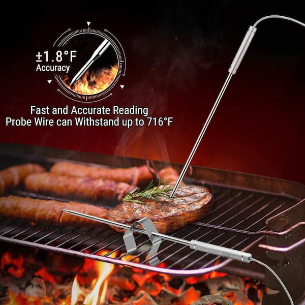 Wireless Barbecue Meat Thermometer Grilling Oven Kitchen Digital LCD Dual Probe 