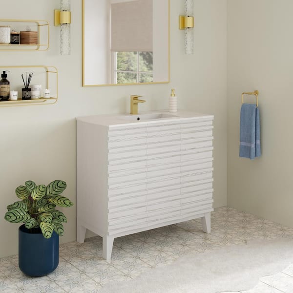 Cascade 36 in. Bathroom Vanity in White with White Top